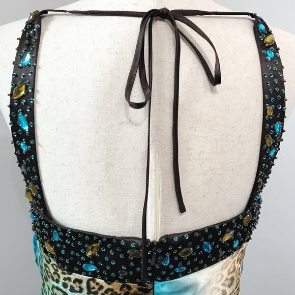 Ignite Evenings by Carol Lin Satin Gown Dress Ruched Cage Open Back Formal - Picture 9 of 16